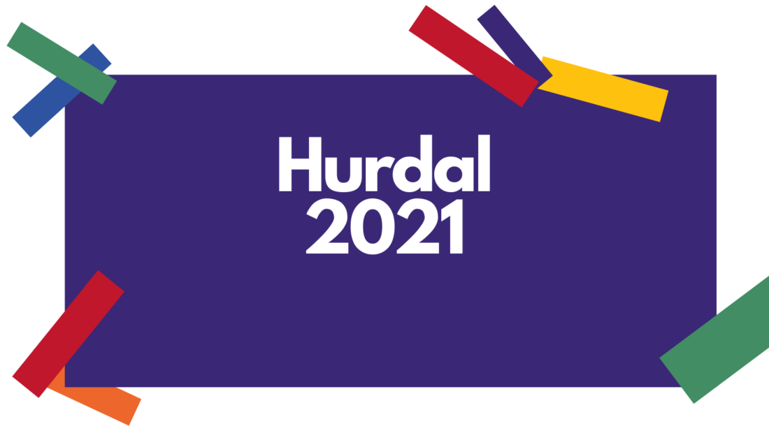 Header, hurdal 2021 på lilla bakgrunn
